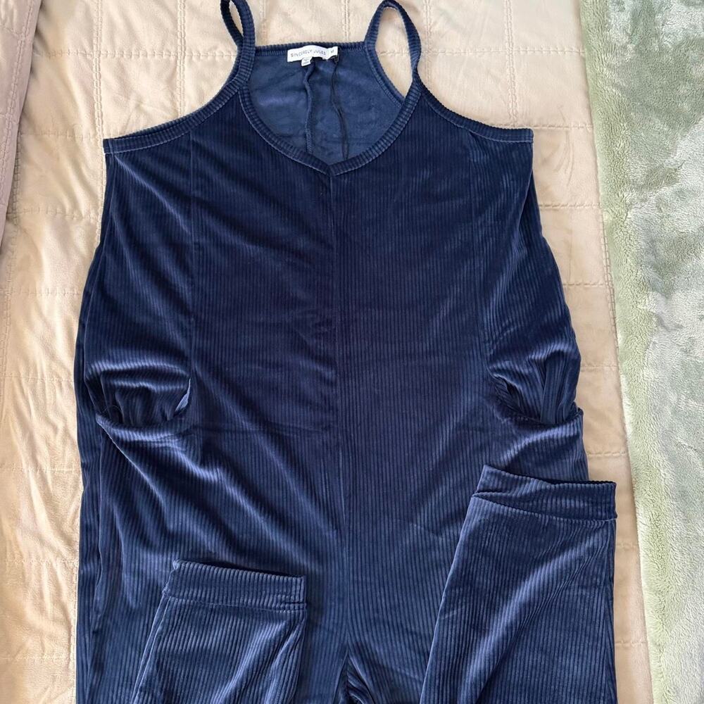 Comfy navy blue corduroy jumpsuit